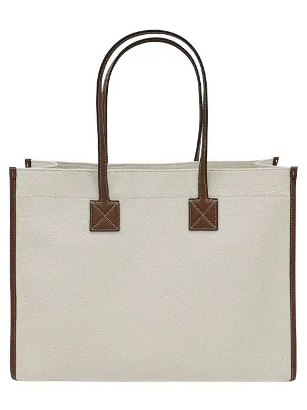 Medium Two-Tone Canvas and Leather Freya Tote Bag Natural Tan - BURBERRY - BALAAN 7