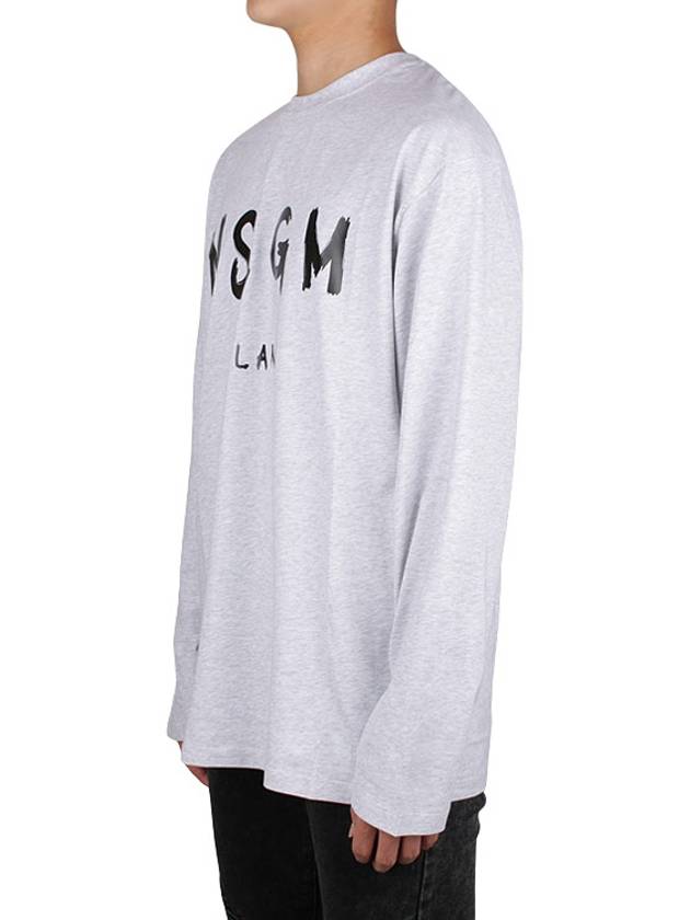 Milano Brushed Logo Print Long Sleeve T-Shirt Grey - MSGM - BALAAN 4