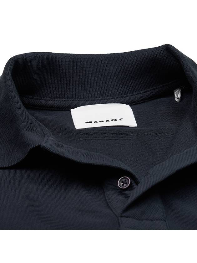 Afko Logo Cotton Polo Shirt Black - ISABEL MARANT - BALAAN 5