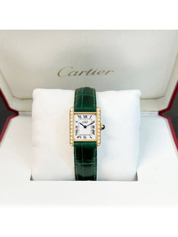 Must Tank Quartz White Roman Dial Women s Diamond Crocodile Leather Watch - CARTIER - BALAAN 1