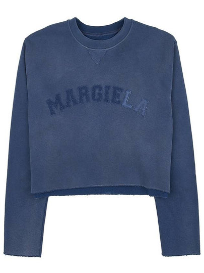 Logo Vintage Cropped Cotton Long Sleeve T-Shirt Blue - MAISON MARGIELA - BALAAN 2