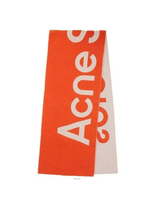 Studios Jacquard Logo Two-tone Wool Skiff Light Gray Orange - ACNE STUDIOS - BALAAN.