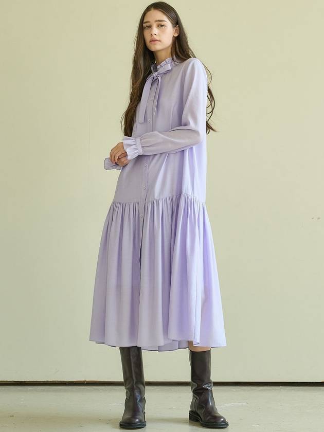 Frill ribbon tiered dress Lavender - MITTE - BALAAN 6