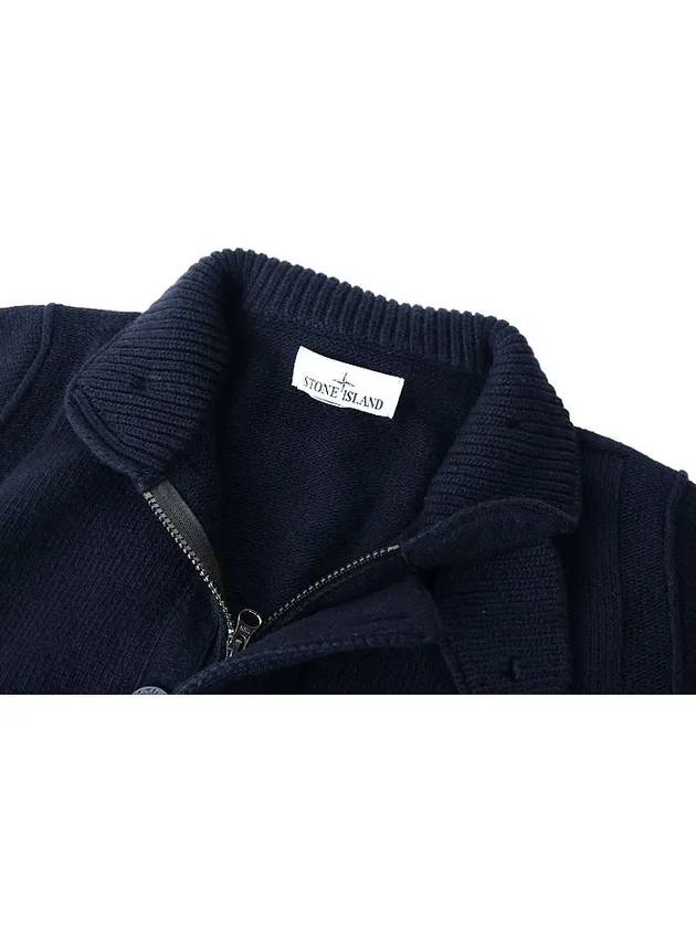 Wappen High Neck Button Up Wool Cardigan Navy - STONE ISLAND - BALAAN 4