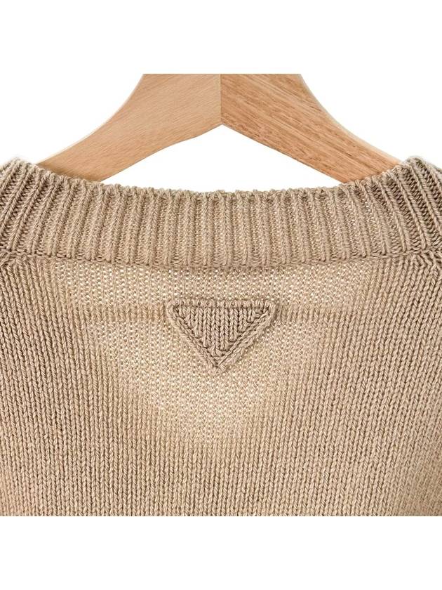 40 Women s Wool Cashmere V Neck Crop Sweater Knit - PRADA - BALAAN 4