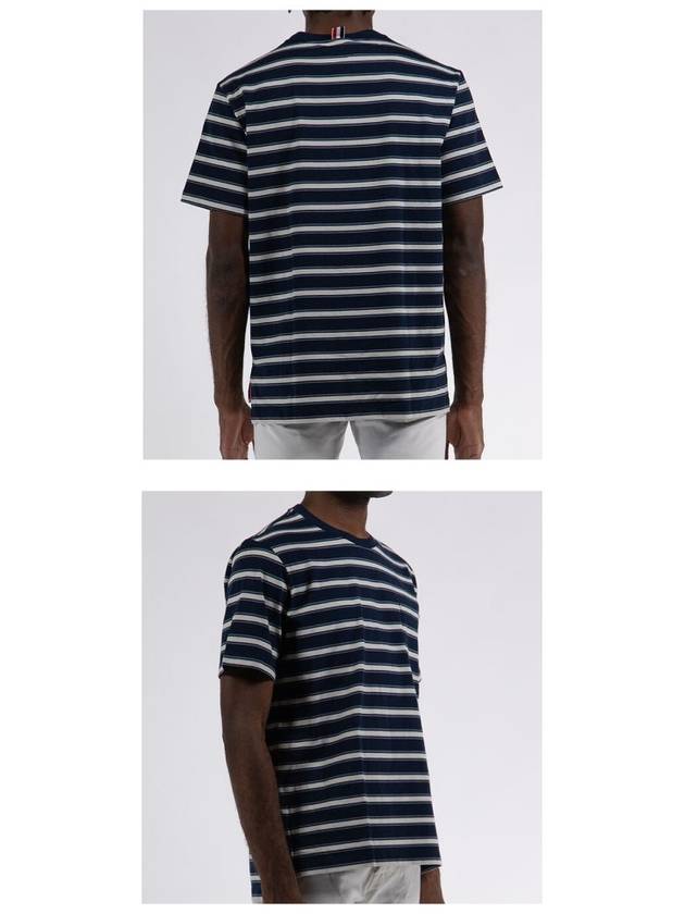 Stripe Pattern Short Sleeve T Shirt Black White - THOM BROWNE - BALAAN 6