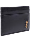 Tiny Monogram Shiny Leather Card Case Black - SAINT LAURENT - BALAAN 4