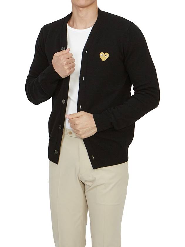 Comme des Gar ons Gold Wappen Wool V Neck Cardigan Black - COMME DES GARCONS PLAY - BALAAN 6