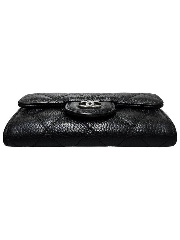 A80799 Classic Caviar Black Silver Snap Card Holder Business - CHANEL - BALAAN 3