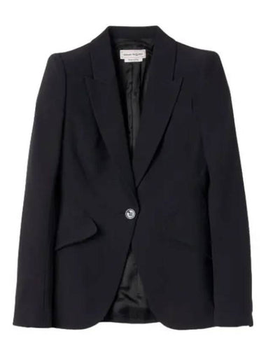 Peak shoulder leaf crepe jacket black - ALEXANDER MCQUEEN - BALAAN 1