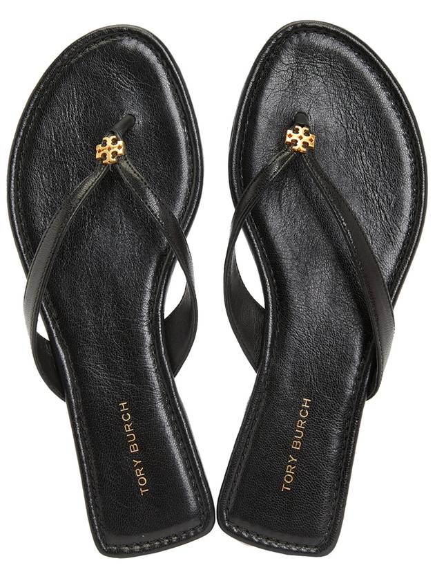 Capri Logo Plaque Flip Flops Black - TORY BURCH - BALAAN 3