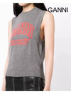 Logo Intarsia Knit Vest Grey - GANNI - BALAAN 7