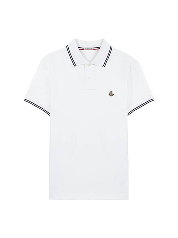 Logo Patch Short Sleeve Polo Shirt White - MONCLER - BALAAN.