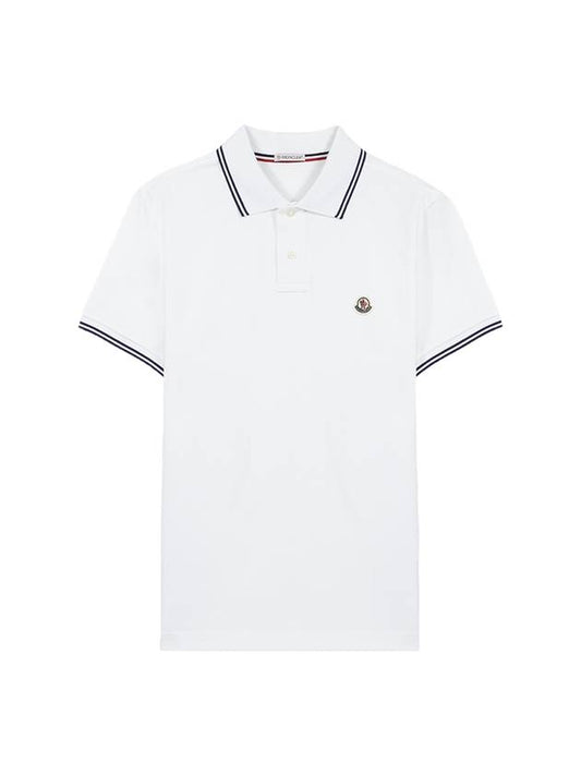 Logo Patch Short Sleeve Polo Shirt White - MONCLER - BALAAN.