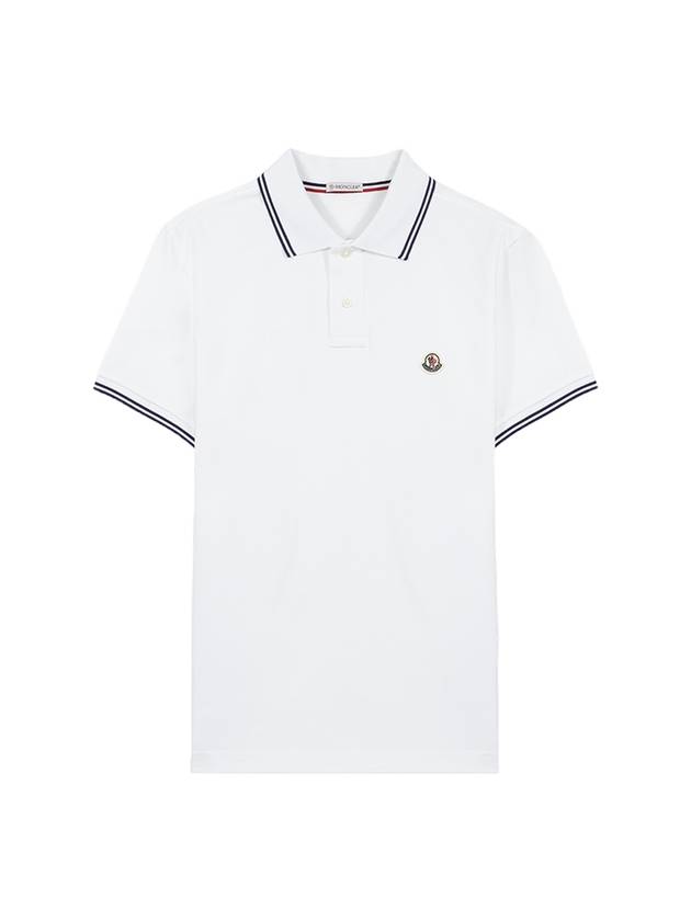 Logo Patch Short Sleeve Polo Shirt White - MONCLER - BALAAN 1