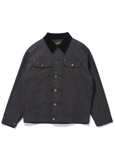 Canvas Cotton Trucker Jacket Charcoal - OGARP - BALAAN 1