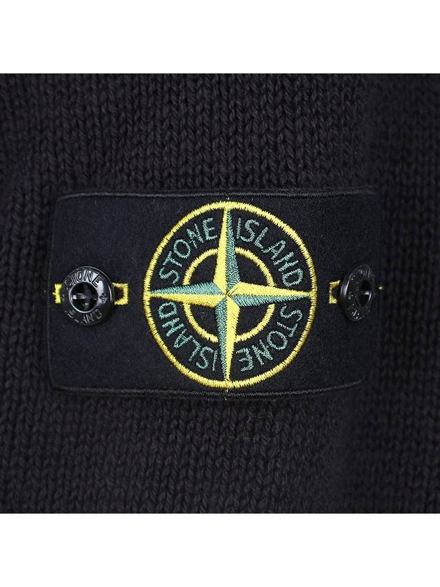 Wappen V Neck Cotton Knit Cardigan Navy - STONE ISLAND - BALAAN 7