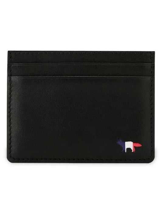 Women's Fox Logo Leather Card Wallet Black - MAISON KITSUNE - BALAAN 1