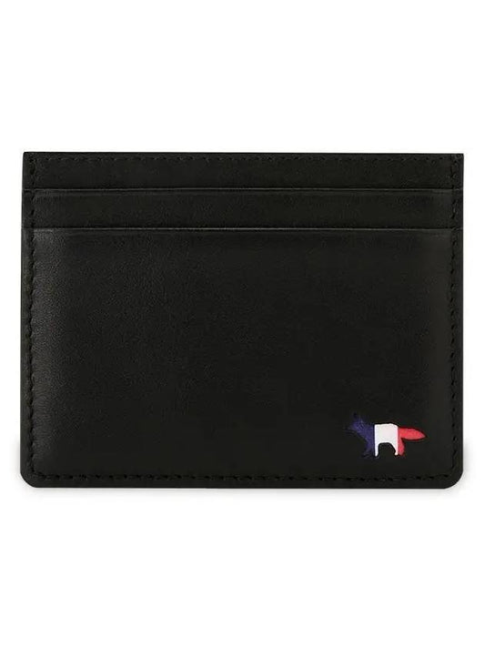 Women's Fox Logo Leather Card Wallet Black - MAISON KITSUNE - BALAAN.