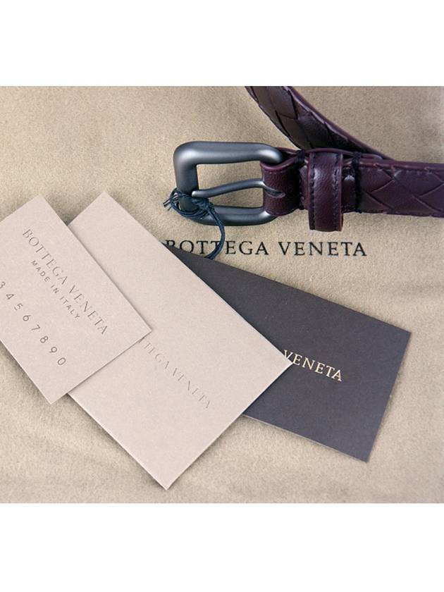 Intrecciato Leather Belt Burgundy - BOTTEGA VENETA - BALAAN 7