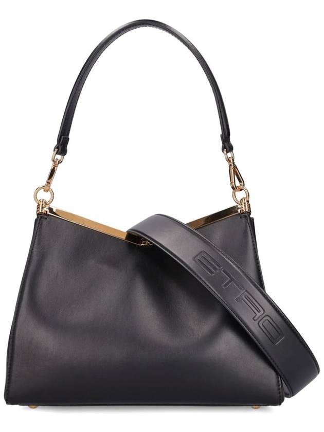 Vela Leather Medium Shoulder Bag Black - ETRO - BALAAN 3