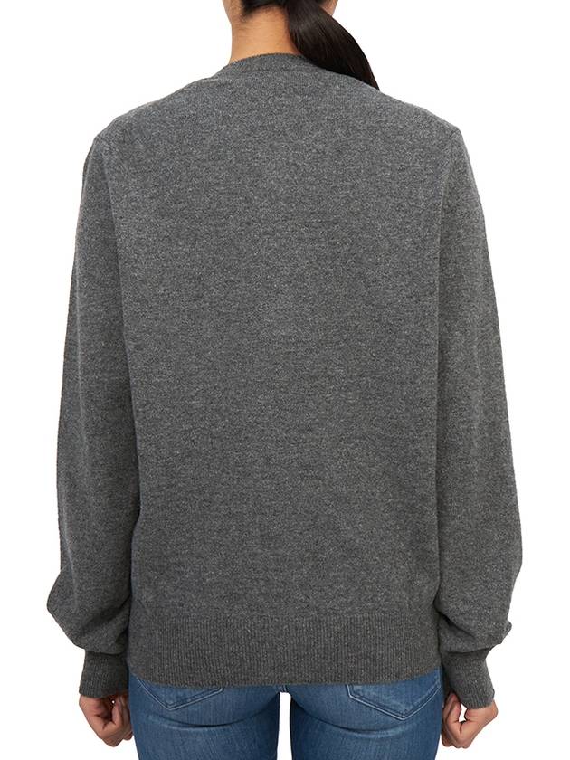 Comme des Gar ons Gold Wappen Wool Round Neck Cardigan Charcoal - COMME DES GARCONS PLAY - BALAAN 5