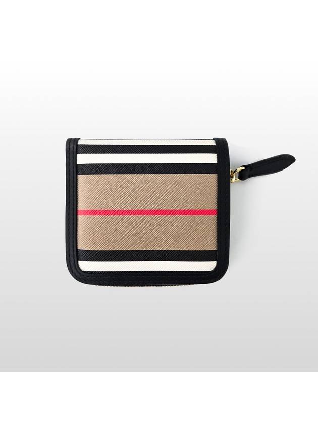 Burberry Icon Stripe Leather Zipper Half Wallet 8032955 - BURBERRY - BALAAN 1