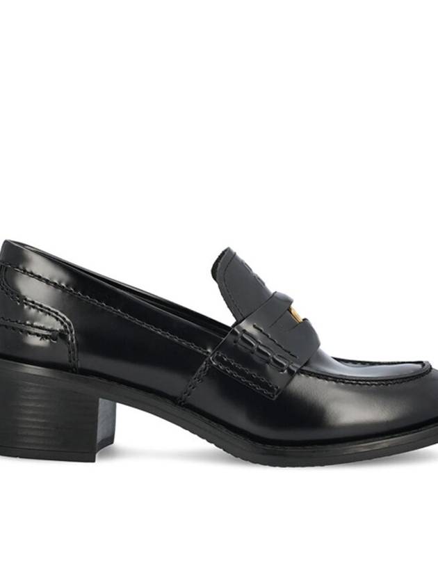 Penny Brushed Heel Leather Loafer Black - MIU MIU - BALAAN 6