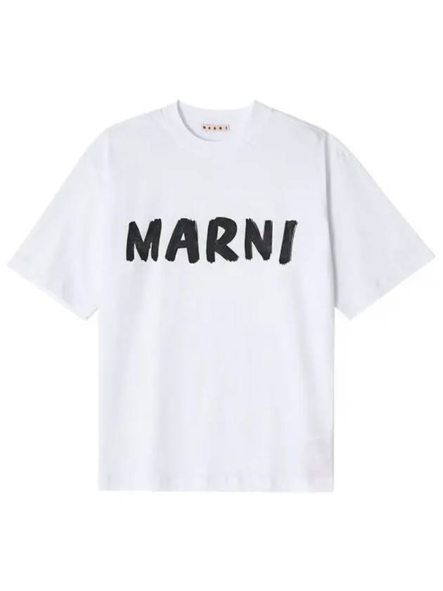 Logo Lettering Boxy Fit Short Sleeve T-Shirt White - MARNI - BALAAN 2