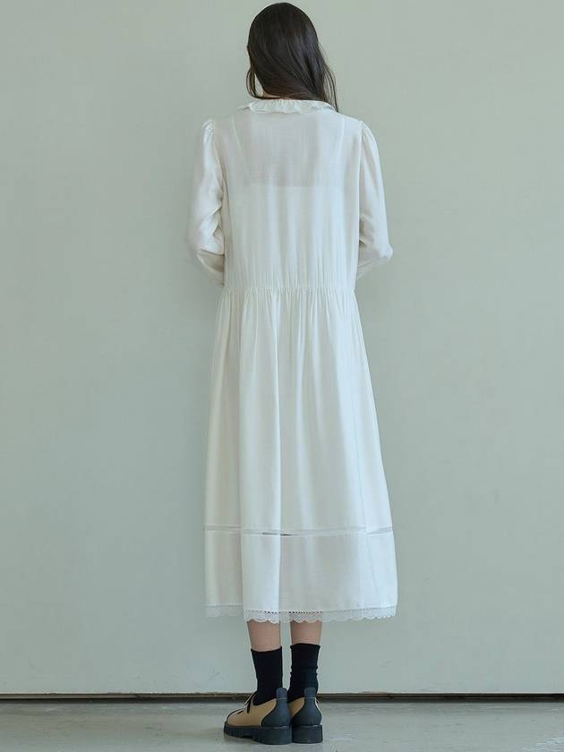 Ruffle lace pin tuck dress ivory - MITTE - BALAAN 4