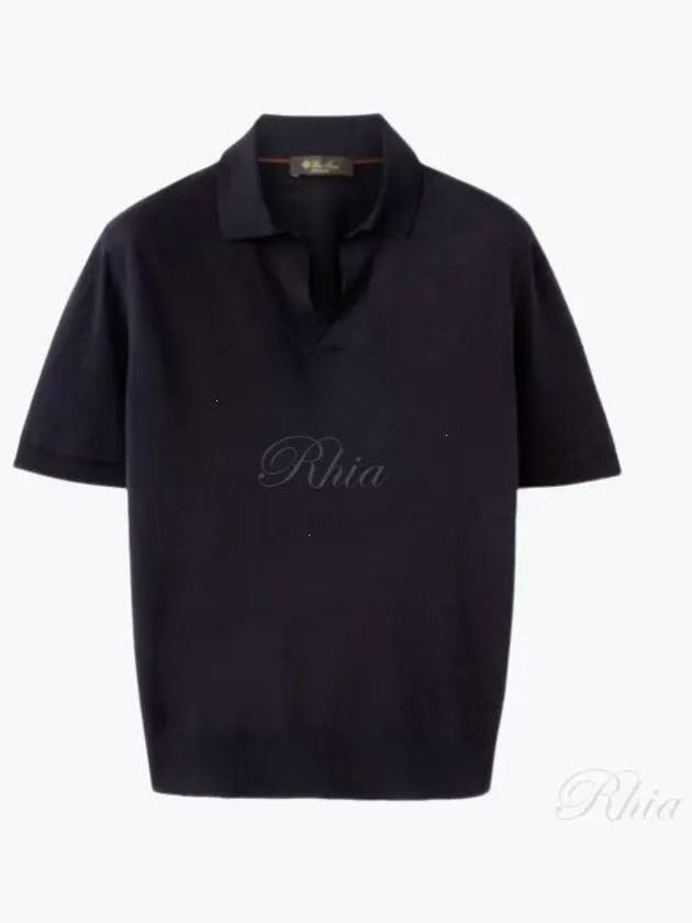 Ryome Silk Linen Polo Shirt Navy - LORO PIANA - BALAAN 2