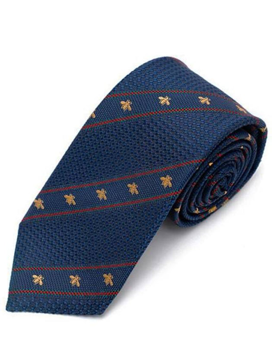 Bee Web Embroider Silk Tie Navy - GUCCI - BALAAN 2