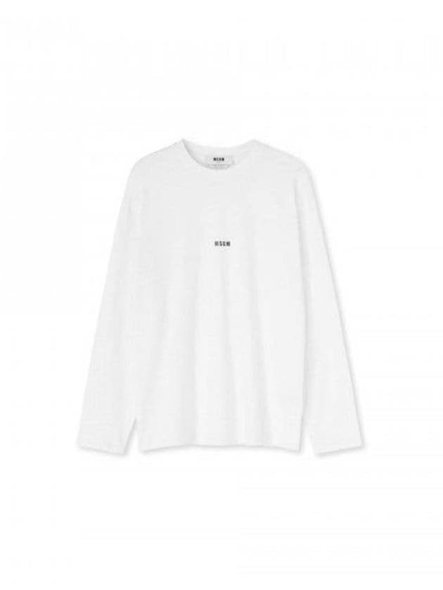 Micro Logo Print Long Sleeve T-Shirt White - MSGM - BALAAN 2