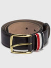 Men's Three Stripes Tab Pebbled Leather Belt Black - THOM BROWNE - BALAAN 2