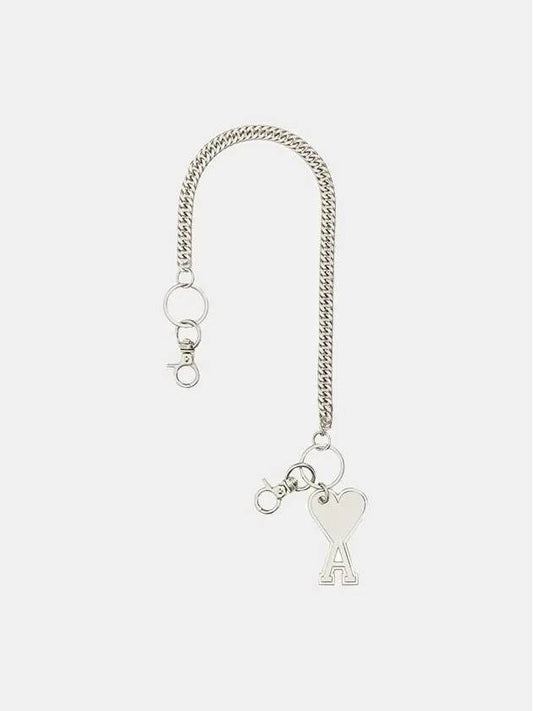 Heart Logo Metal Key Holder Silver - AMI - BALAAN.