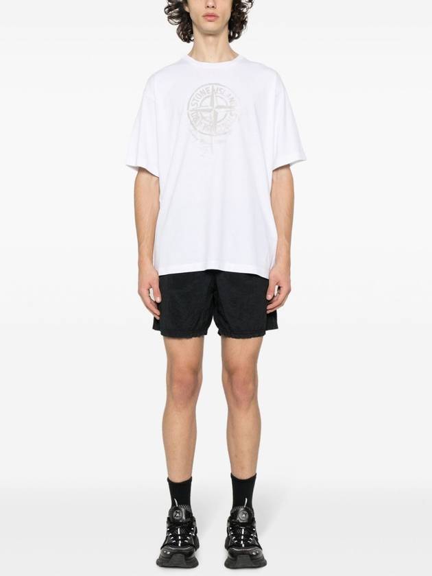 Men's Logo Print Crew Neck Short Sleeve T-Shirt White - STONE ISLAND - BALAAN 4