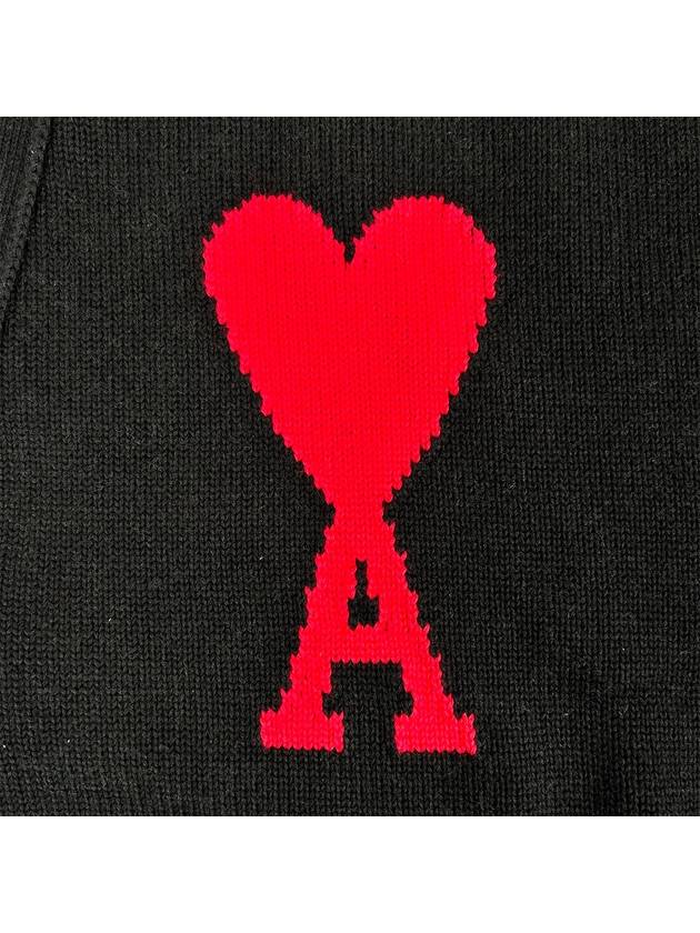 Big Heart Logo Embroidered Cardigan Pale Black - AMI - BALAAN.