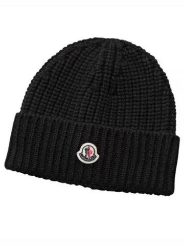 3B00048 M1131 999 Logo Patch Wool Beanie - MONCLER - BALAAN 1