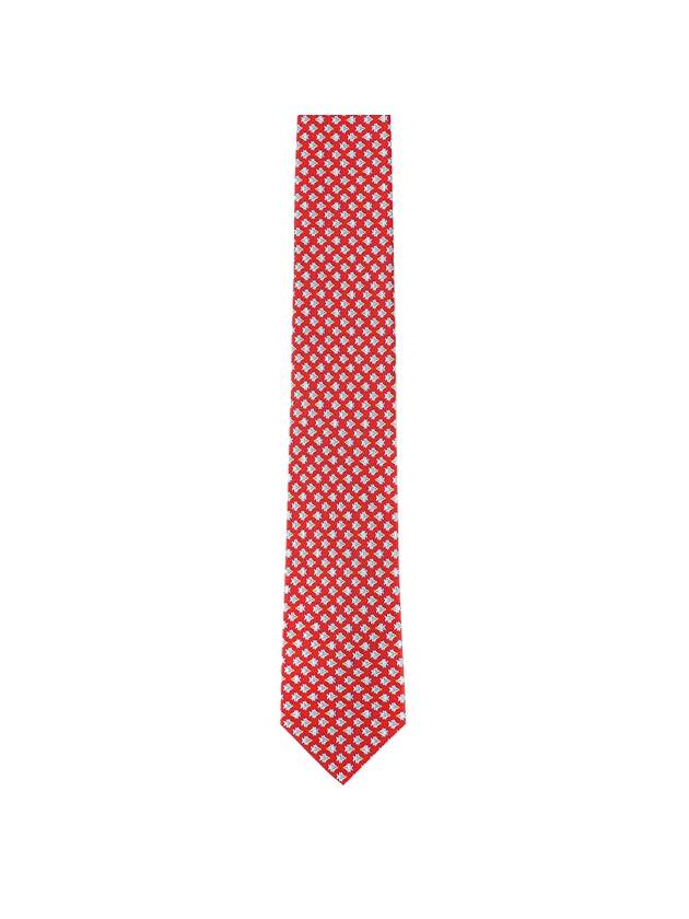 Men’s Fish Print Silk Tie Red - SALVATORE FERRAGAMO - BALAAN 2