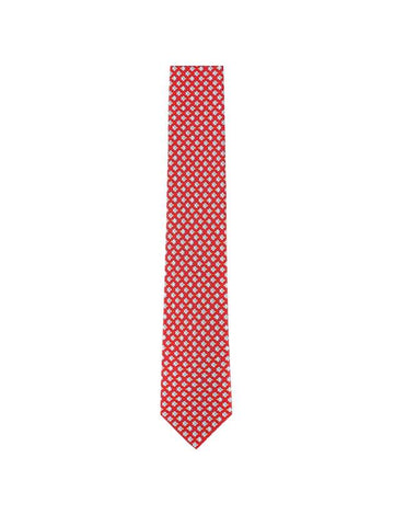 Men’s Fish Print Silk Tie Red - SALVATORE FERRAGAMO - BALAAN 1