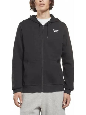 RI Left Chest Logo Hooded Zip Up Black HG4450 - REEBOK - BALAAN 1