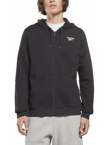 RI Left Chest Logo Hooded Zip Up Black HG4450 - REEBOK - BALAAN 1