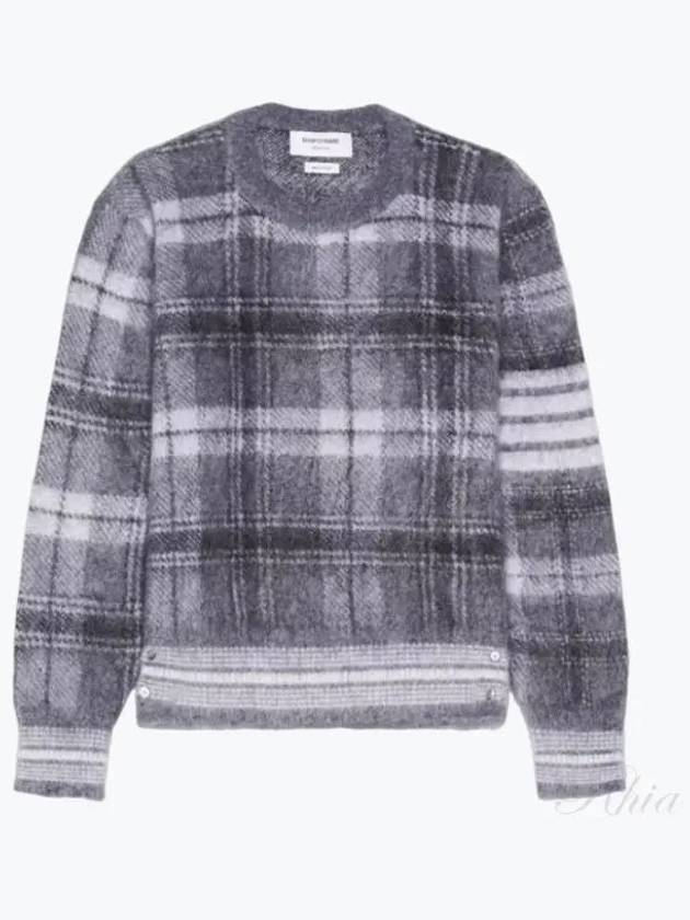 Check 4 Bar Mohair Knit Top Grey - THOM BROWNE - BALAAN 2