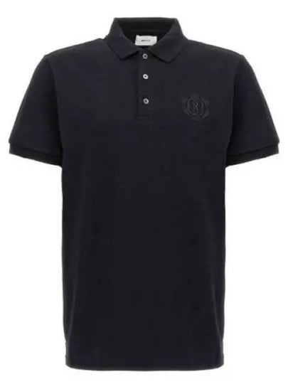 Embroidery Logo Short Sleeve Polo Shirt Black - BALLY - BALAAN 2