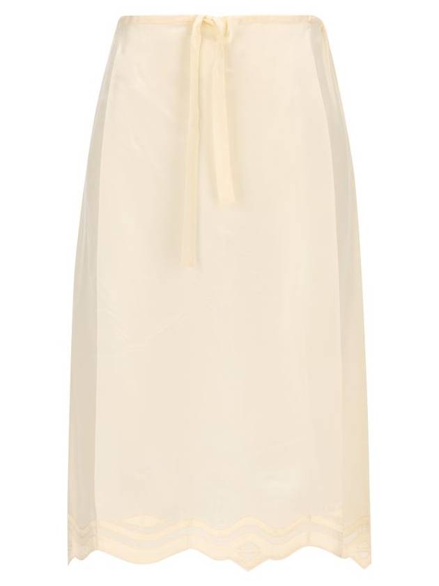 Embroidered Silk Habutai Short A-Line Skirt Yellow - PRADA - BALAAN 2