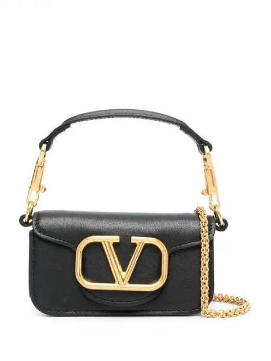 Gold Hardware V Logo Shoulder Bag Black - VALENTINO - BALAAN 2