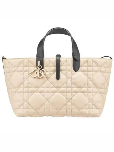 Toujours Macrocannage Calfskin Medium Tote Bag Rope Beige - DIOR - BALAAN 1