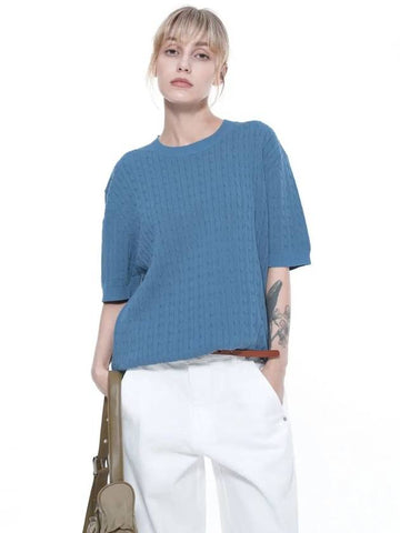 Women s LCRHK SK Linen Cable Round Half Knit Sky - CHANCE'S NOI - BALAAN 1