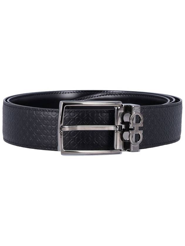 Gancini Reversible Adjustable Leather Belt Black - SALVATORE FERRAGAMO - BALAAN 2