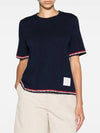 RWB Stripe Cotton Short Sleeve T-Shirt Navy - THOM BROWNE - BALAAN 3